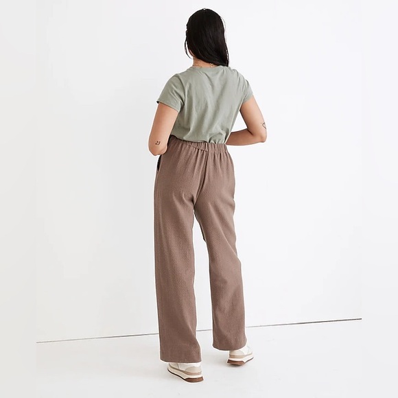 Madewell Waffle Pull-On High-Rise Straight Pants Castle Rock Brown Size Medium - Picture 3 of 7